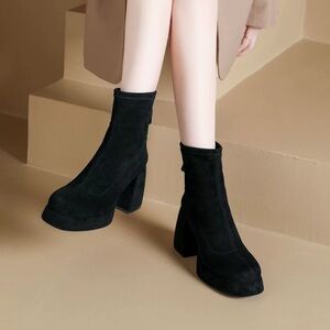 Chic Black Suede Ankle Boots for Women